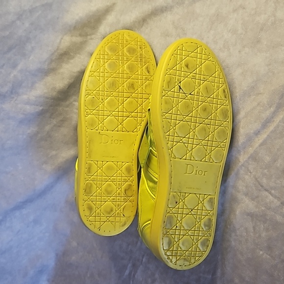 Christian Dior Lime Neon Green Yellow Metallic Sneaker Shoe Lace Up Sz. 36 - Picture 4 of 9